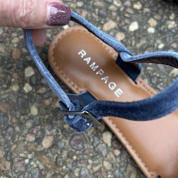 Rampage Blue Velvet Ankle Strap Sandals Size 8.5 Medium - Picture 5 of 7